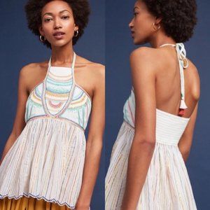 Anthropologie Floreat Itzel Embroidered Halter Top
